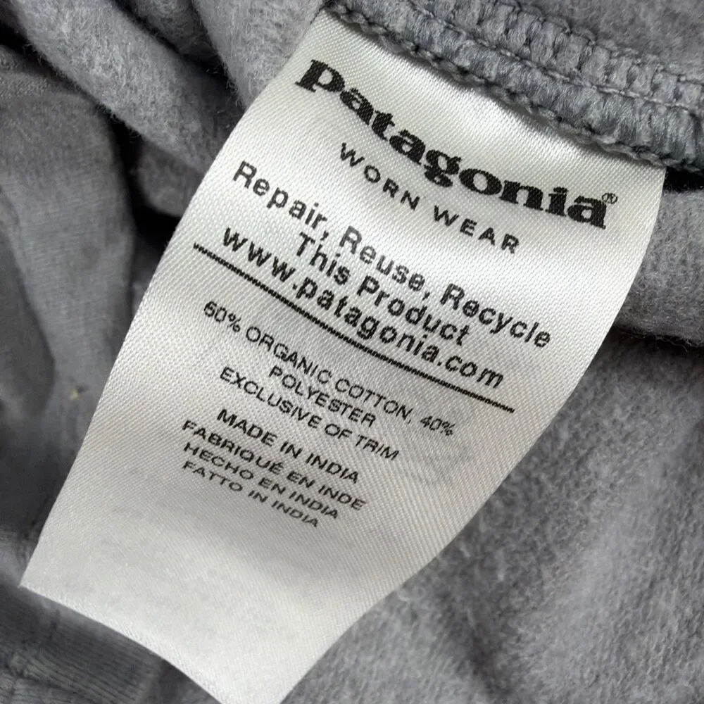 Patagonia Fleece T Shirt Mens Medium Organic Cotton Gray Heavyweight Long Sleeve